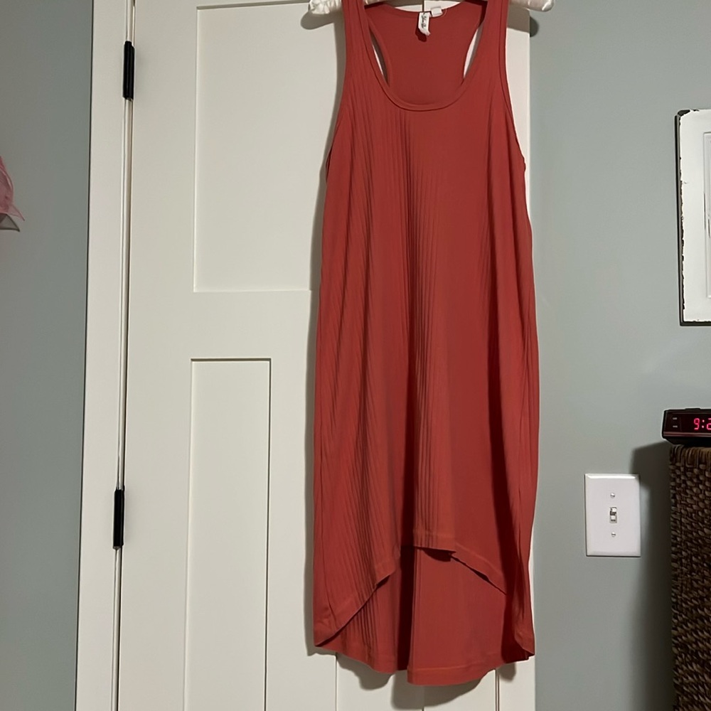 Others Follow Dark Orange High-Low Sundress Scoop Neck Sleeveless